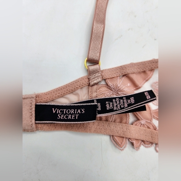 Victoria's Secret Dream Angels Floral Laced Mesh Detail Blush Mauve Bra Size 32D - Picture 7 of 12